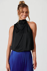 Black Satin Roxanne Blouse